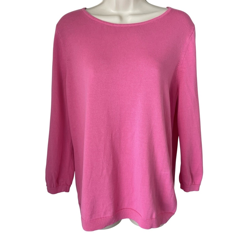 Talbots Pink Bow Back Sweater Valentine Cozy Knit Top Women's Large‎